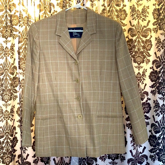 Vintage Burberry Houndstooth Wool Blazer